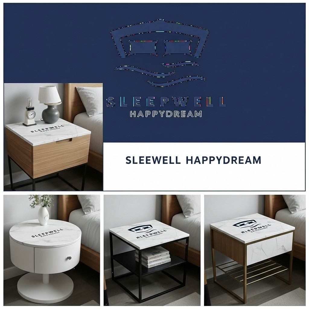 Marble Top Bedside Table